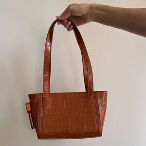 Edie Parker Tan Crocodile-Embossed Lighter Shoulder Bag